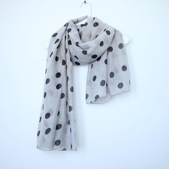 Polka Dot Scarf for Women Lightweight Gray Scarves for Fall Winter
