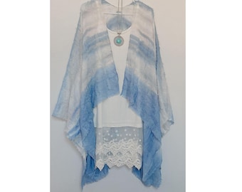 Kimono de mujer, plumero color azul claro pastel, kimonos para mujer