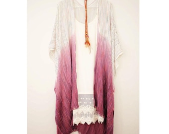 Kimonos roses magenta pour femmes, plumeau de kimono de couleur unie, kimonos avec fentes latérales