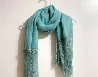 Dusty Green Lace Scarf