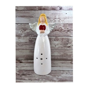 Peaceful Ceramic Angel Figurine Candle Holder