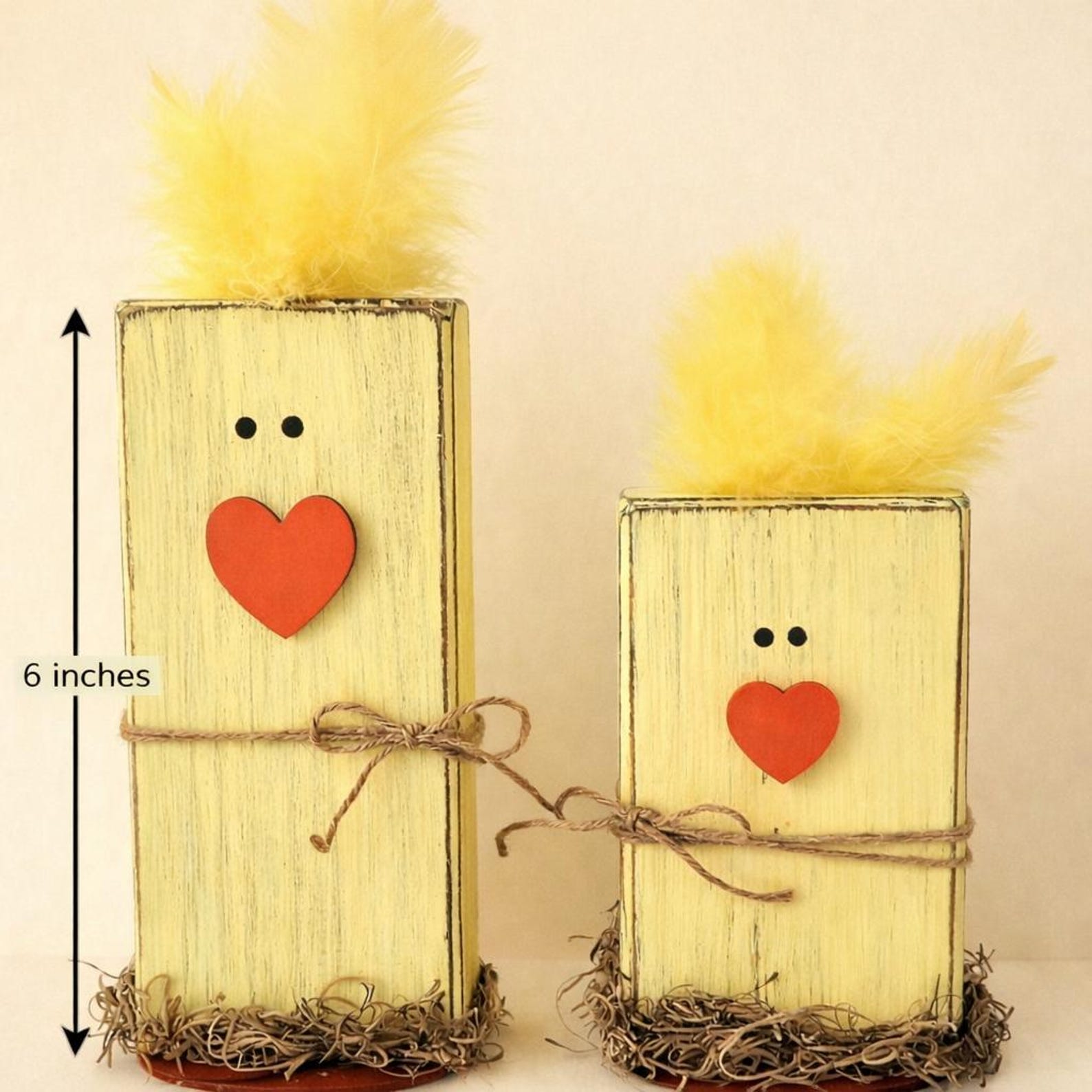 Block Chick Handcrafted Farmhouse Easter Chick Blocks, Rustic Spring Wood Decor ...