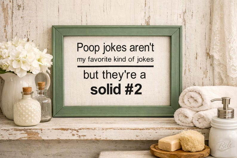 Humorous Bathroom Sign, Guest Bath Decor, Airbnb Powder Room Sign, Poop Joke Wall Art image 6