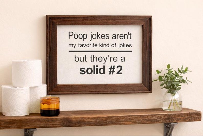 Humorous Bathroom Sign, Guest Bath Decor, Airbnb Powder Room Sign, Poop Joke Wall Art image 9