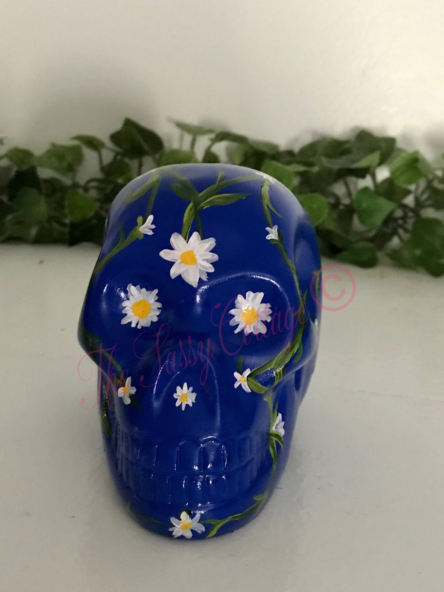 Halloween Ceramic Handpainted Sugar Skull Art Deco Ceramic Etsy