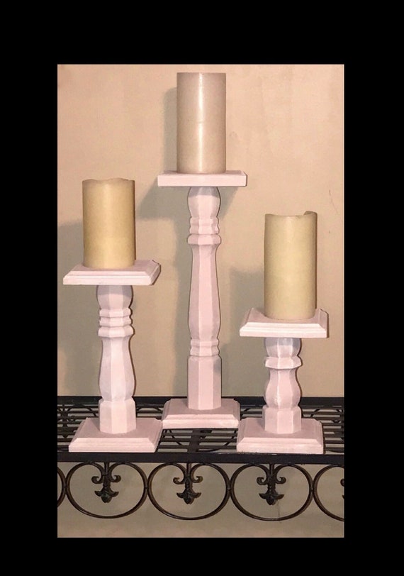 Conjunto De 2 Madera Candelero Portavelas Vela Adhesivo Cristal No Incluido