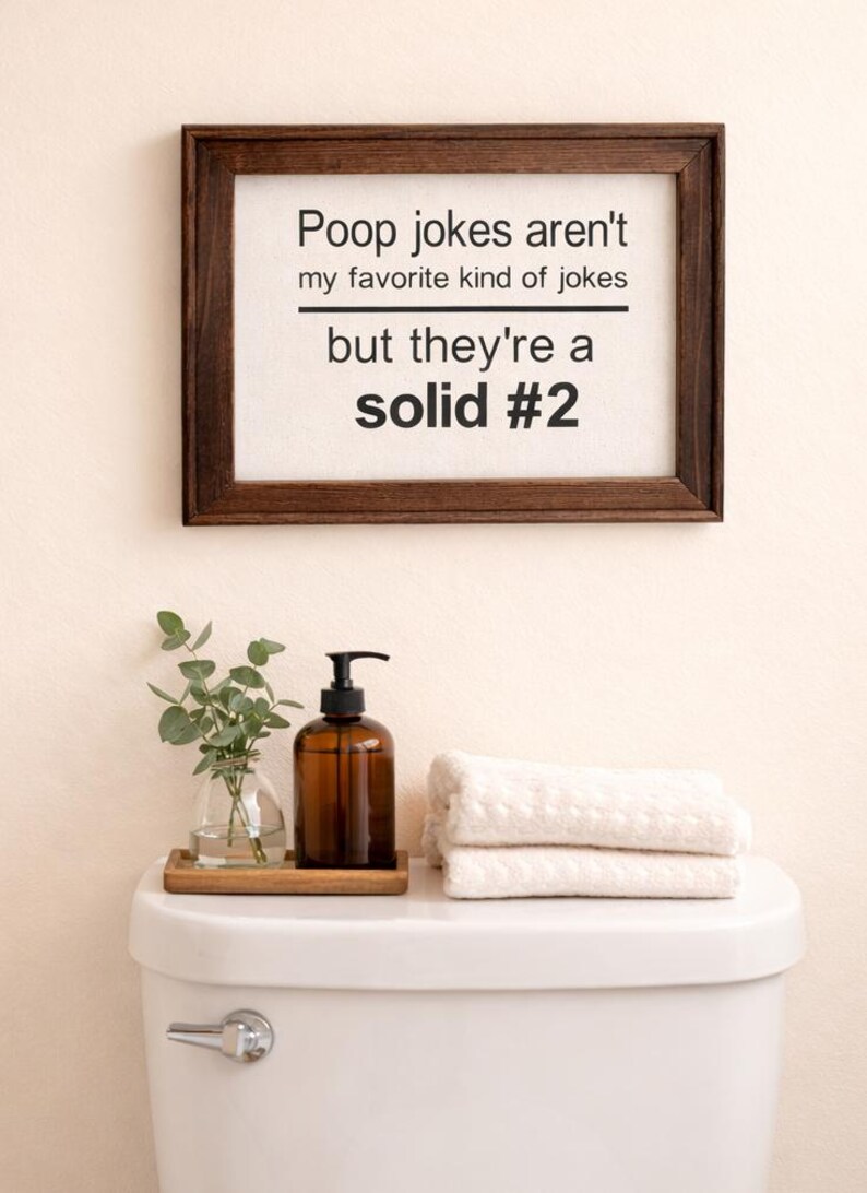 Humorous Bathroom Sign, Guest Bath Decor, Airbnb Powder Room Sign, Poop Joke Wall Art image 8