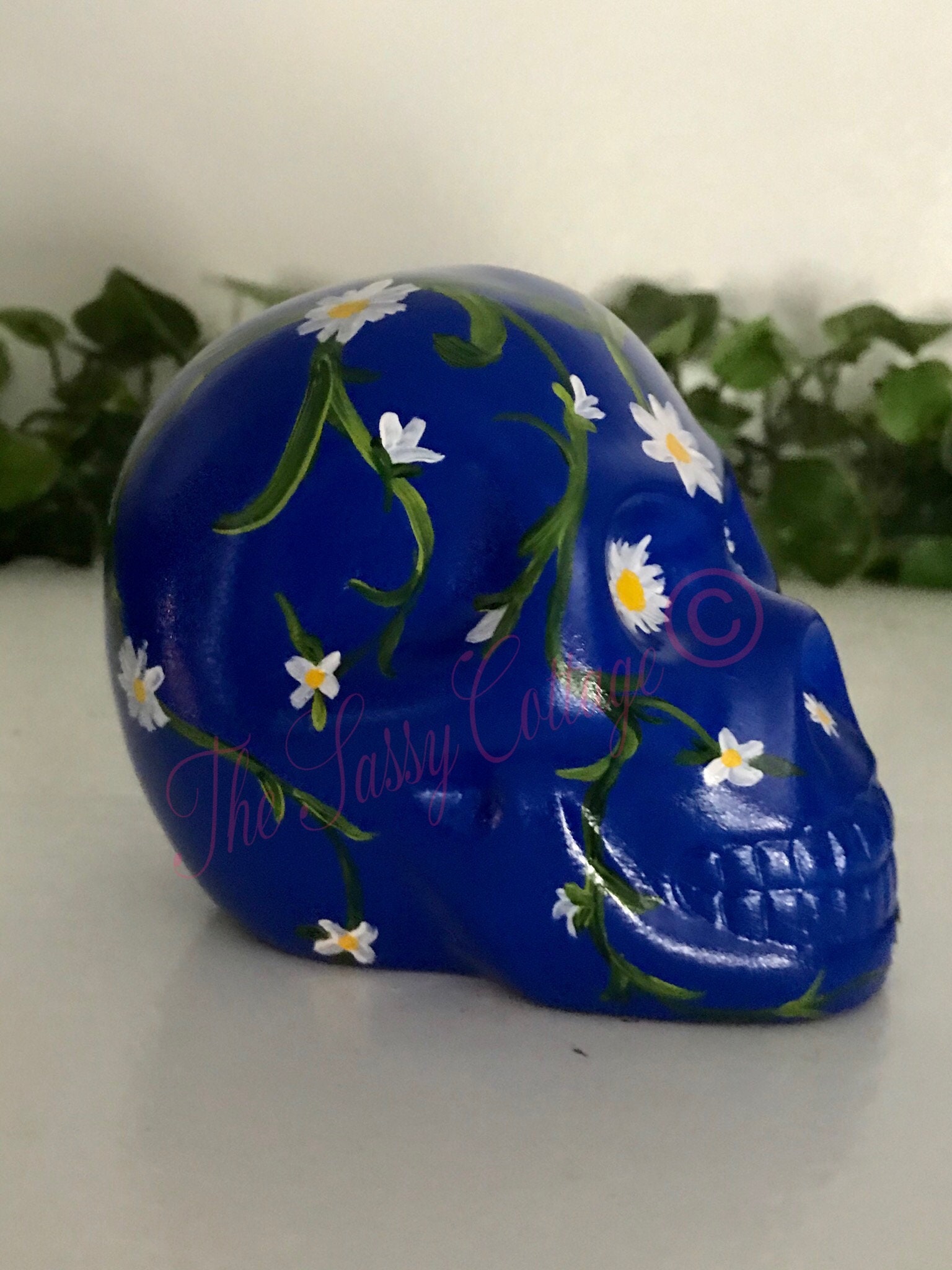 Halloween Ceramic Handpainted Sugar Skull Art Deco Ceramic Etsy
