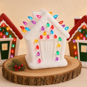 すぐに絵付けできる陶器製素焼きクリスマスジンジャーブレッドハウス