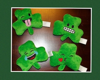 Personalized Funny Shamrock Emoji Plush Toy for St. Patrick&#39;s Day