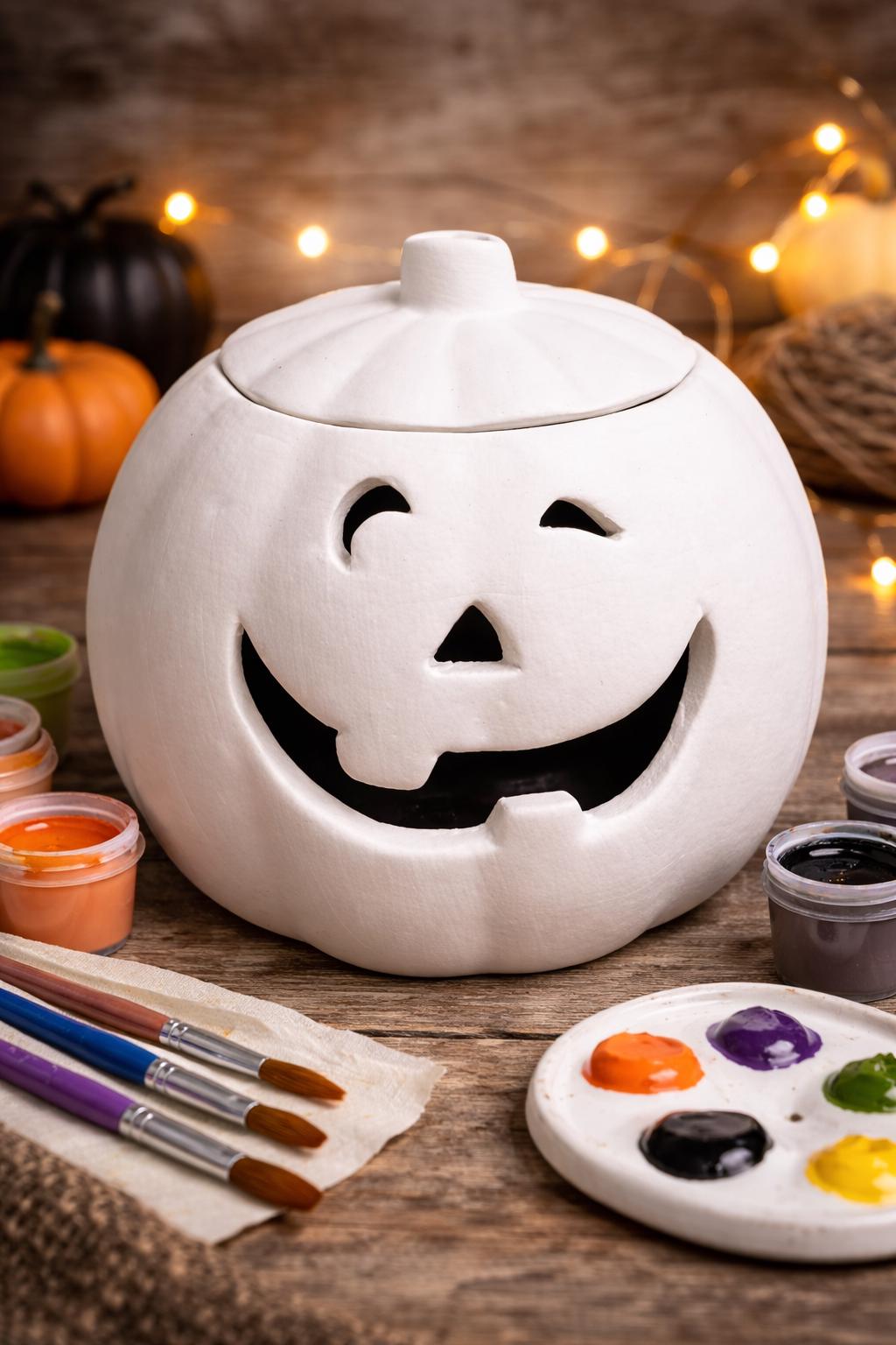 Paint Your Own Ceramic Jack O Lantern Candy Jar – Halloween Bisque ...