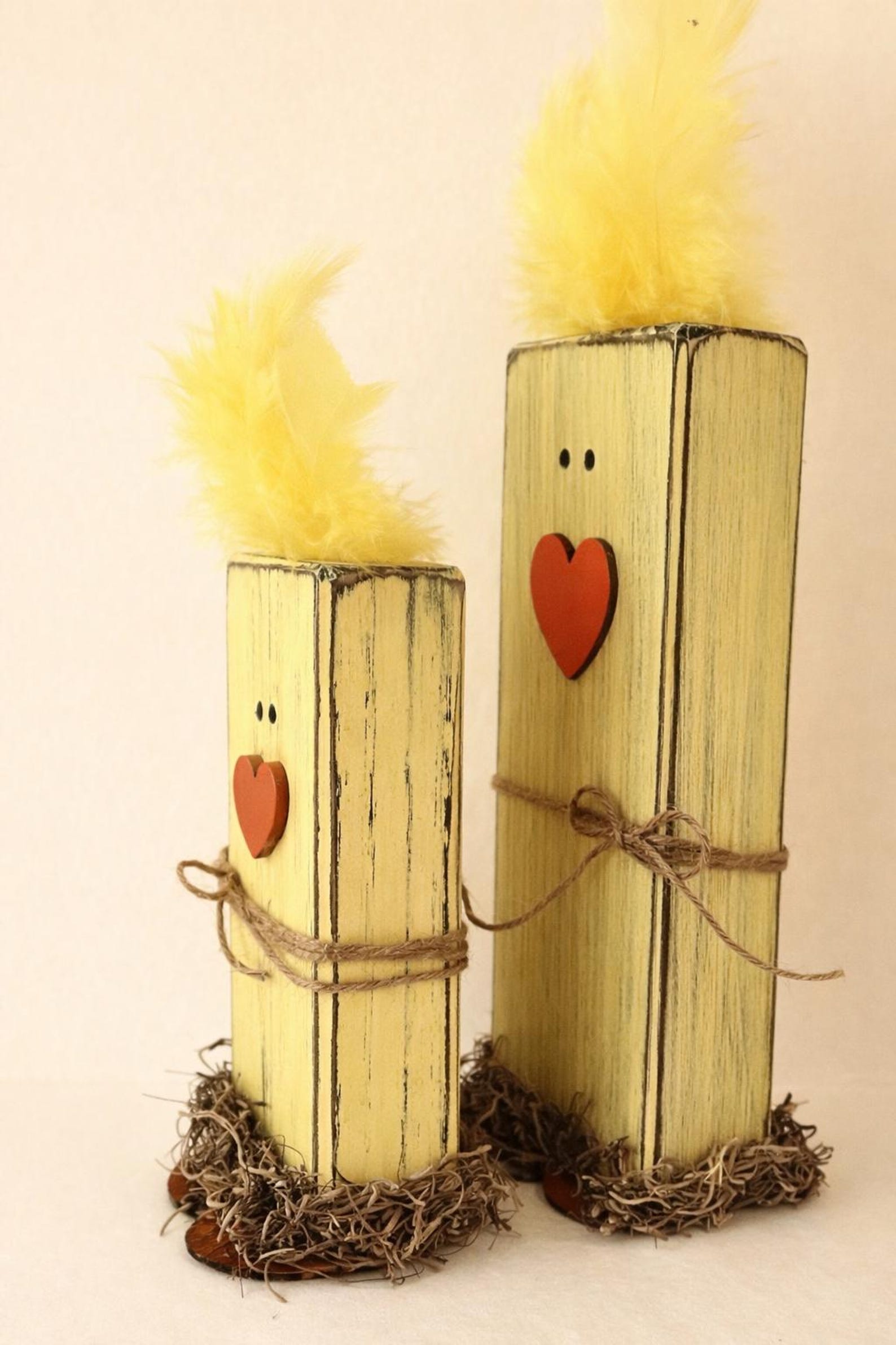 Block Chick Handcrafted Farmhouse Easter Chick Blocks, Rustic Spring Wood Decor ...
