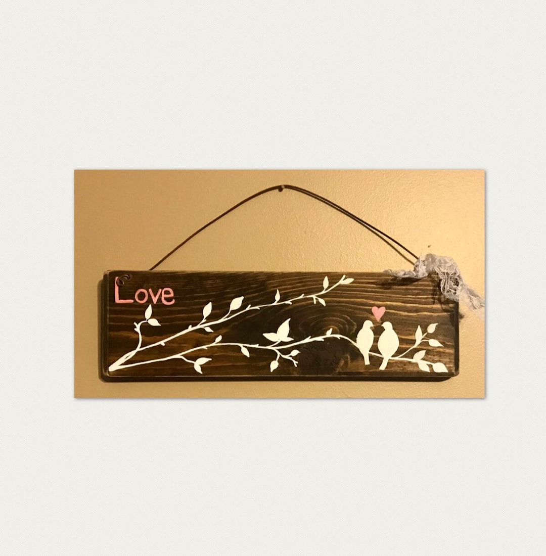 Love Birds Painting, Love Birds Wall Art, Cottagecore Decor Room