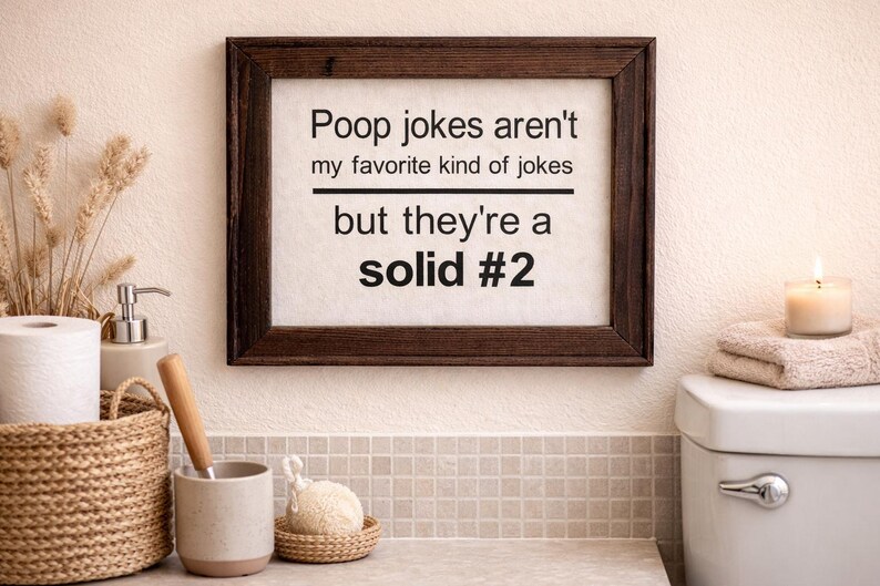 Humorous Bathroom Sign, Guest Bath Decor, Airbnb Powder Room Sign, Poop Joke Wall Art image 1