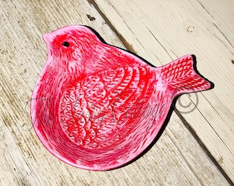 Bird Trinket Dish – Ceramic Jewelry Bowl – Gift for Bird Lovers