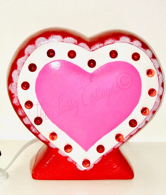 Lampe de coeur, décoration de coeur, décor de jour de Valentine, cadeau  d'amour pour elle, cadeau de thème de coeur, lampe de table décorative,  lampe faite main en céramique -  France