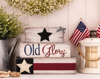 Americana Vintage Decor, Patriotic Farmhouse, Old Glory Rustic Cottage