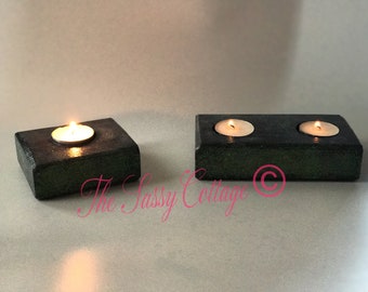 Wood Candle Holder, Rustic Cottagecore Decor, Tealight Candle Holder Decoration, Centerpiece Wood Candle Holder, Wedding Candle Holders