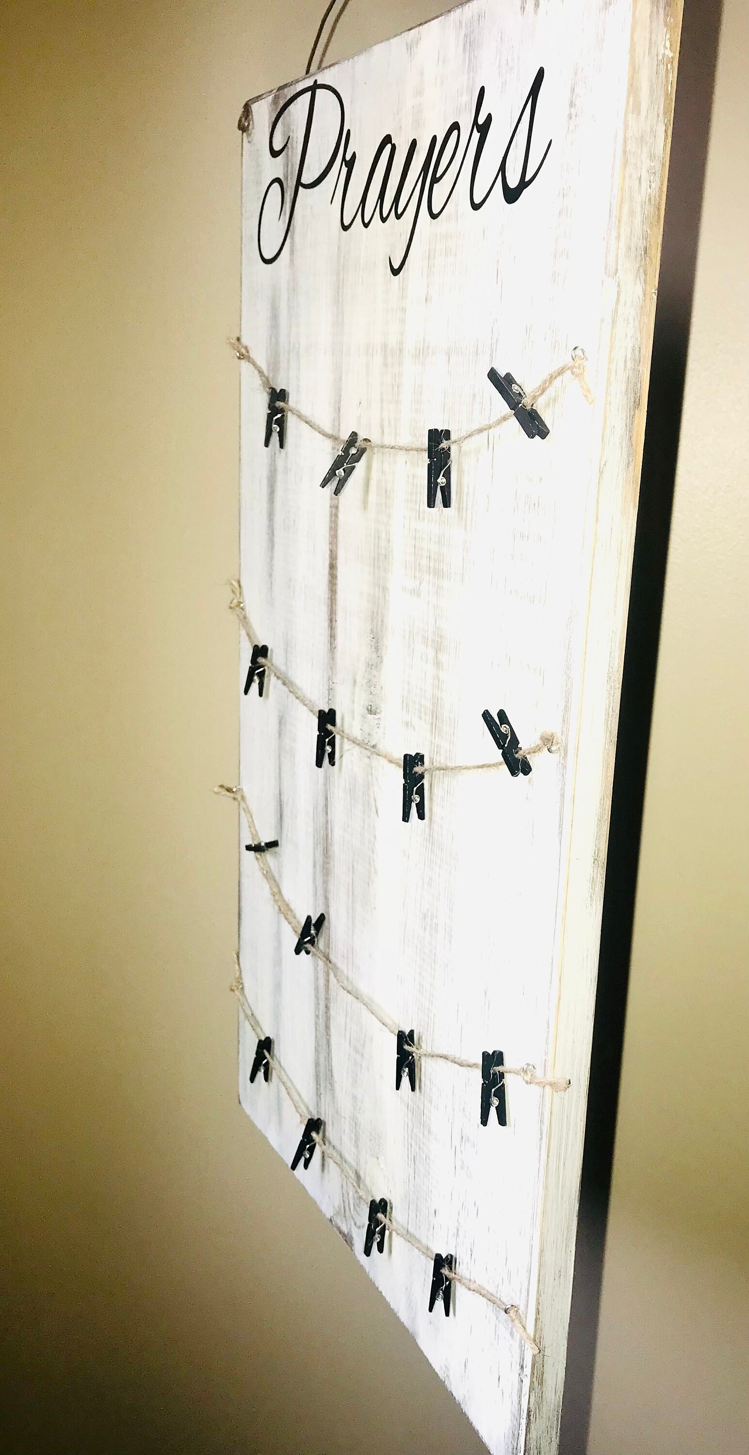 Wall Hanging Prayer Reminder Board with Prayer Notes Clips for Sharing 