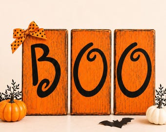Décoration d'Halloween en blocs de bois BOO