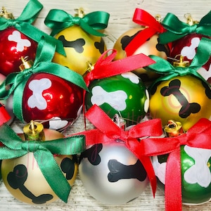 Dog Bone Christmas Ornament Set, Dog Bone Tree Decorations, Pet Ornaments for Dogs