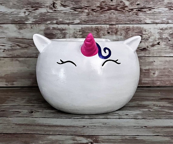 Handcrafted White Ceramic Knitting and Crocheting Yarn Storage Bowl, Holder  with Swirl Design