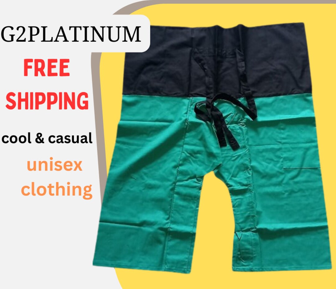 Thai Fisherman Pants Green and Black Cotton Harem Pants Large Etsy