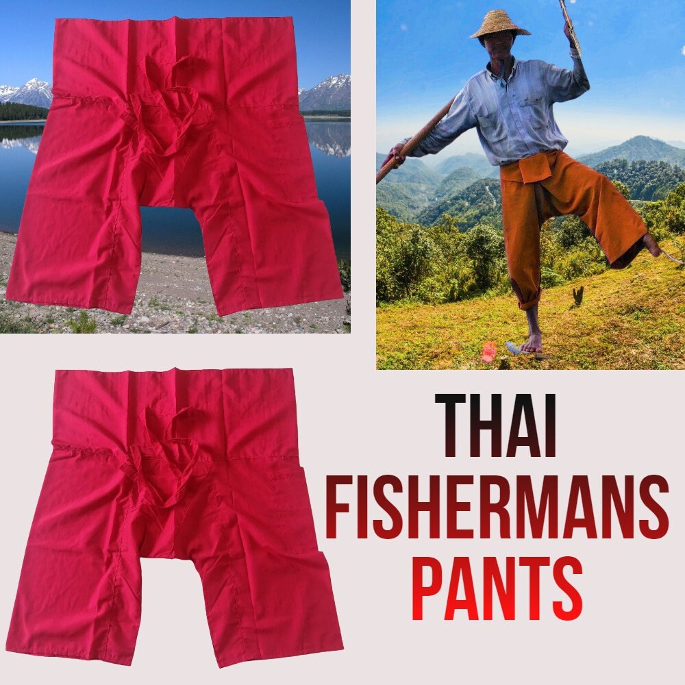 Thai Fishermans Pants Red Short Cotton 