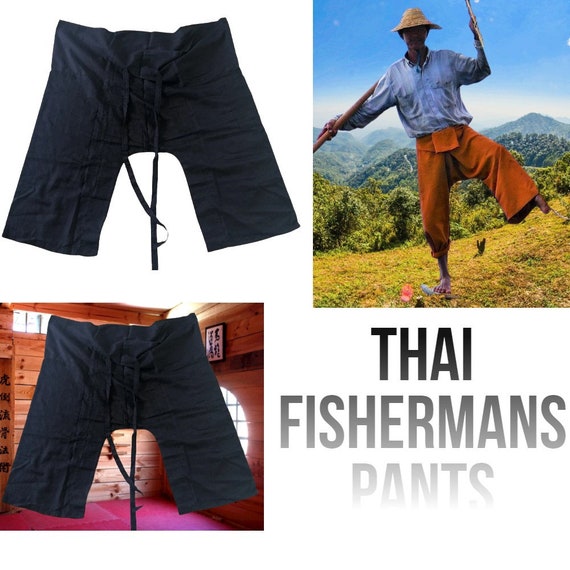 Thai Fishermans Pants Shorts Black 