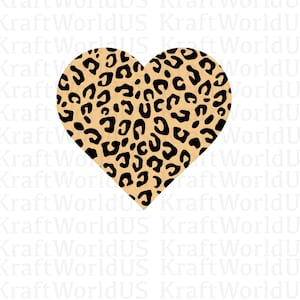 Layered Leopard Heart Svg Dxf Eps Jpg Png File, Layered Cheetah Heart Print, Leopard print svg, Heart svg, Heart svg, Hand drawn Heart svg