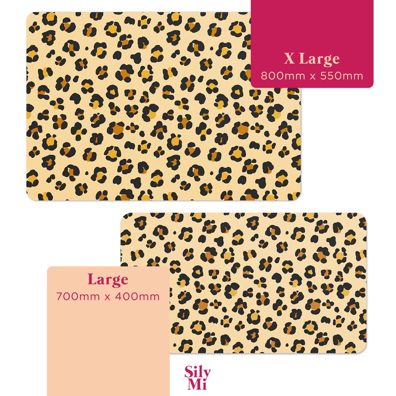 Gift For Coworker Working from Home Pastel Orange Leopard Print Desk Mat Mouse Mat Large Mouse Pad Office Decor Desk Accessories