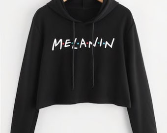 Melanin (Friends Font) Crop Fleece Hoodie
