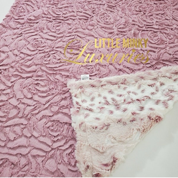 Minky Wild Lynx Wildrose | Blanket | Luxury | Soft | Beautiful | Ice Pink Glacier | Adult Throw | Travel | Crib | Changing Pad Cover | Baby