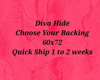 Diva Hide Minky Blanket | 60x72 | 36x60 | Quick Ship | Hot Pink | Choose the Backing | Adult | Teen | Child | Cuddle | Travel | Cool |  Warm