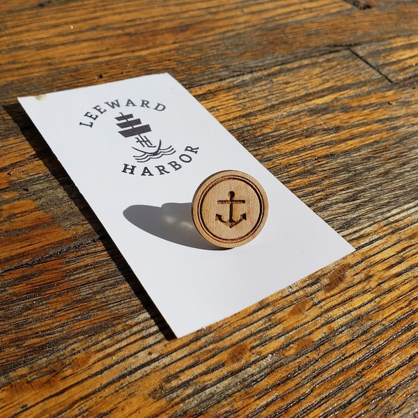 Anchor Tie Tack, Wooden Tie Tack, Lapel Pin, Wood Gift for Him, Nautical Tie Tack