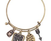 Inspirational Be Brave and Keep Going and love Charm Bangle Bracelet