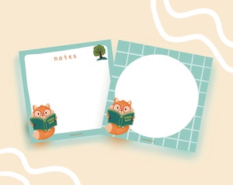 Fox Memo pads, handmade memo pads, notepads, sticky notes