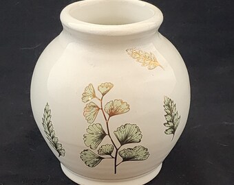 Elegant Fern and Ginkgo Leaf Vase