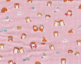 22.90 EUR/meter Japanese fabrics Modern cotton fabric by the meter Cosmo 50 cm x 110 cm Otter pink double gauze R1280a