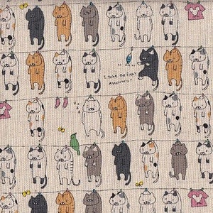 19.90 Eur/Meter Japan fabric cotton linen canvas 50 cm x 110 cm cat wash natural Q644a