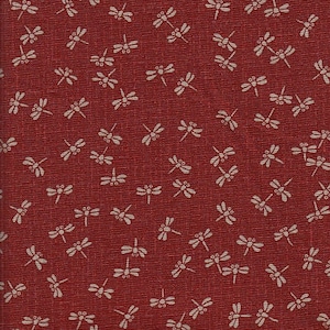 29.90 Eur/meter oilcloth laminated Japanese cotton fabric 50 cm x 110 cm oilcloth dragonfly red UE0104c