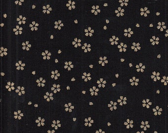 19,90 EUR/mètre Tissu Japon coton traditionnel 50 cm x 110 cm fleurs de cerisier or noir D3118e