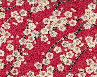 17.90 Eur/mètre Japon tissu coton traditionnel 50 cm x 110 cm Sakura asanoha chirimen rouge B117a