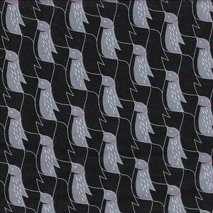 22,90 Eur/Metro Tessuto giapponese moderno cotone prato 50 cm x 110 cm Pinguini nero G704e