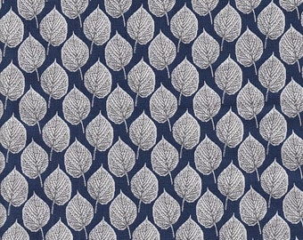 17,90 Eur/Mètre Tissus japonais Coton au mètre Cosmo 50 cm x 110 cm Feuilles petit bleu T618e