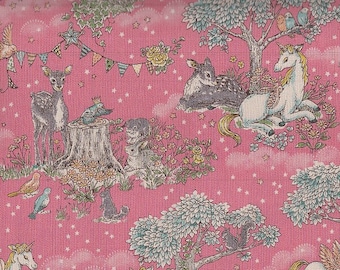 19,90 EUR/mètre Tissu Japon coton vendu au mètre Kokka 50 cm x 110 cm licorne rose R1223b