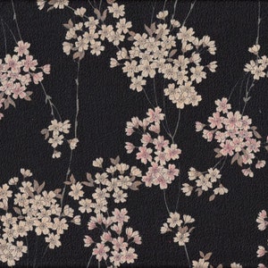 19.90 EUR/meter Japan fabric traditional cotton 50 cm x 110 cm Sakura black Chirimen B050d