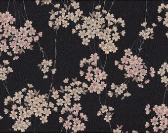 22.90 Eur/meter Japan fabric traditional cotton 50 cm x 110 cm Sakura black Chirimen B050d