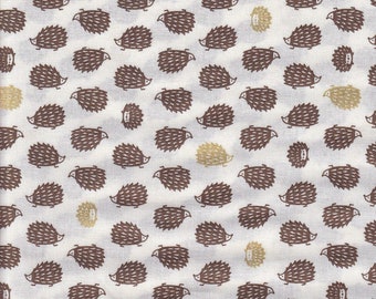 17,90 Eur/Mètre Tissus japonais Coton au mètre 50 cm x 110 cm Hérisson petit or crème P518a