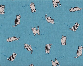Hedgehog small turquoise Japan fabric cotton fabric cottonlinen 45 cm x 100 cm 17.90 Eurmeter goods